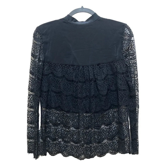 MARISSA WEBB Meadow Lace Tuxedo Blouse in Black Size Small - Picture 3 of 7